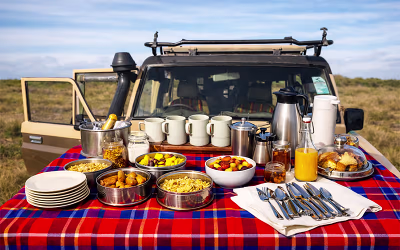 Hot hamper meal with traditional Tanzanian dishes
